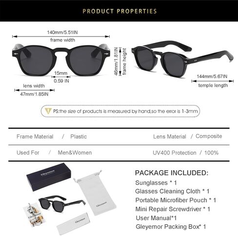 Gleyemor Fashion Sunglasses for Men Women Trendy Unisex Style UV400 Protection Shades in Kuwait