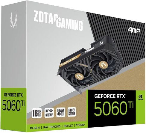 ZOTAC Gaming GeForce RTX 5060 Ti 16GB Twin Edge OC DLSS 4 16GB GDDR7 128-bit 28 Gbps PCIE 5.0 Gaming Graphics Card, IceStorm 2.0 Cooling, SFF-Ready, ZT-B50620H-10M in Saudi Arabia