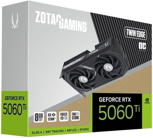 ZOTAC Gaming GeForce RTX 5060 Ti 16GB Twin Edge OC DLSS 4 16GB GDDR7 128-bit 28 Gbps PCIE 5.0 Gaming Graphics Card, IceStorm 2.0 Cooling, SFF-Ready, ZT-B50620H-10M in Saudi Arabia