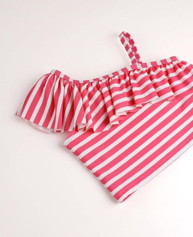 RuffleButts Girls UPF50+ Sun Protection One Shoulder Ruffle Tankini Two Piece Swimsuit in Saudi Arabia