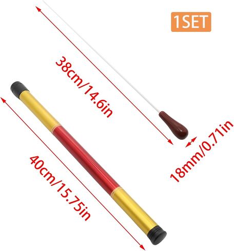 15 Inch Conducting Baton with Resin Handle Lightweight Drum Major Baton with Case, Black in Saudi Arabia