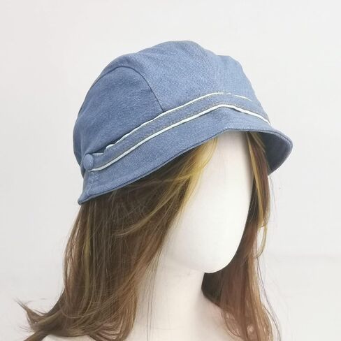 Denim Beret Hat Newsboy Cap Retro Bucket Hat with Adjustable Strap for Women in Kuwait