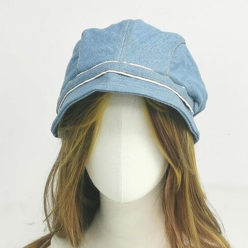 Denim Beret Hat Newsboy Cap Retro Bucket Hat with Adjustable Strap for Women in Kuwait