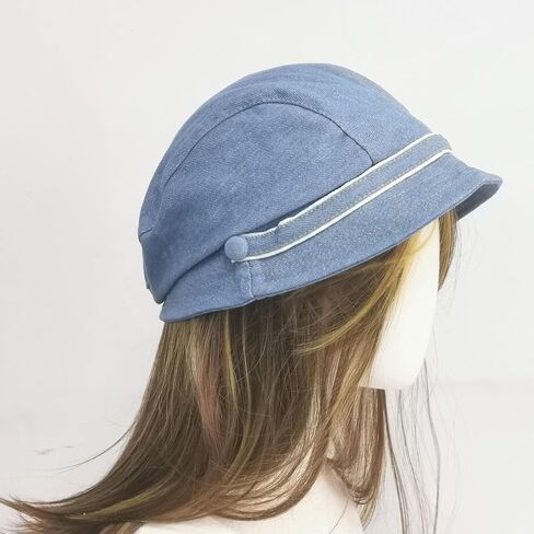 Denim Beret Hat Newsboy Cap Retro Bucket Hat with Adjustable Strap for Women in Kuwait