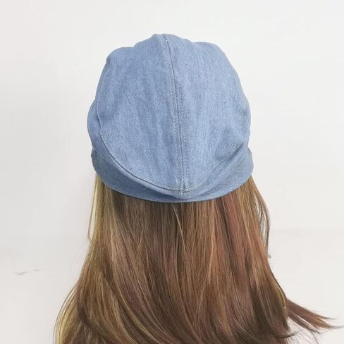 Denim Beret Hat Newsboy Cap Retro Bucket Hat with Adjustable Strap for Women in Kuwait