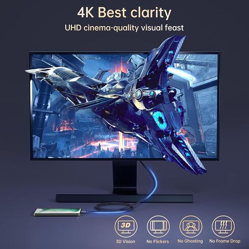 USB C Cable 3ft, USB C 3.2 Gen 2X2 Cable, 4K Monitor Video Output, 20Gbps High Speed Data Transfer, 100W Fast Charging, for Car Carplay iPhone 16, MacBook, Dell, LG, ARZOPA, KYY, for Portable Monitor in Kuwait