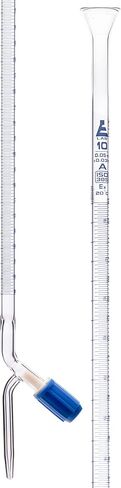 EISCO Burette, 10ml - Class A, DIN 385 Compliant, Borosilicate Glass with PTFE Needle Valve Stopcock, 0.05ml Graduations in Saudi Arabia