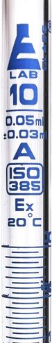 EISCO Burette, 10ml - Class A, DIN 385 Compliant, Borosilicate Glass with PTFE Needle Valve Stopcock, 0.05ml Graduations in Saudi Arabia