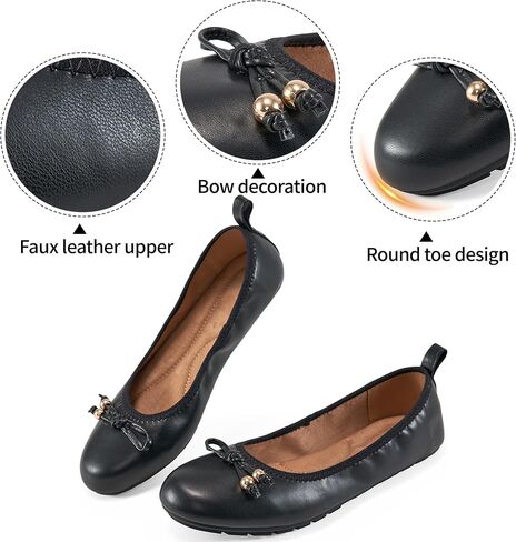 Reimferce Casual Womens Ballet Flats: Slip-On Design & Cushioned Comfort for Daily Work- Quiet PU Soles & Round Toe for Confidence in Office - Working Women in Saudi Arabia