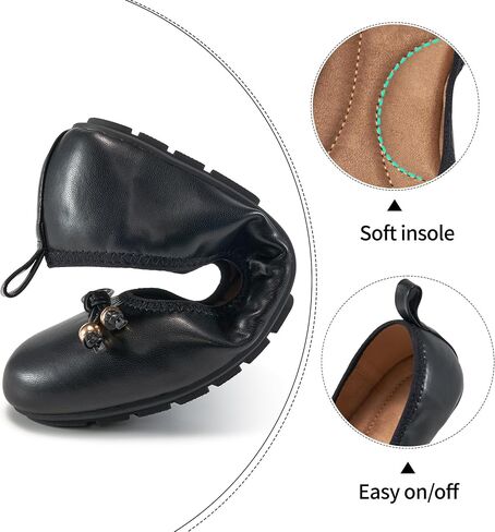 Reimferce Casual Womens Ballet Flats: Slip-On Design & Cushioned Comfort for Daily Work- Quiet PU Soles & Round Toe for Confidence in Office - Working Women in Saudi Arabia