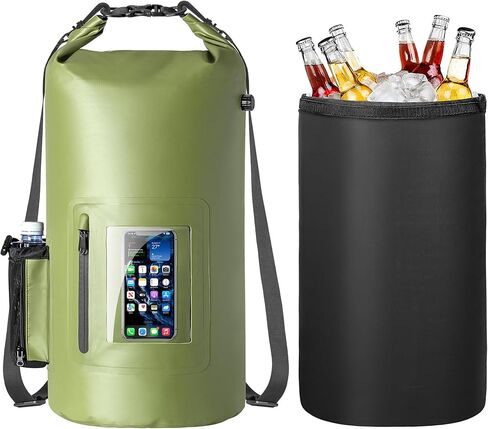 30L Waterproof Dry Bag with 20L Detachable Cooler, Dry Bag Cooler Backpack with Phone Pocket and Bottle Pouch, Suitable for Kayaking, Boating, Camping and Water Activities in Kuwait