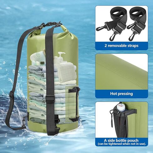 30L Waterproof Dry Bag with 20L Detachable Cooler, Dry Bag Cooler Backpack with Phone Pocket and Bottle Pouch, Suitable for Kayaking, Boating, Camping and Water Activities in Kuwait