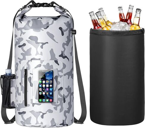 30L Waterproof Dry Bag with 20L Detachable Cooler, Dry Bag Cooler Backpack with Phone Pocket and Bottle Pouch, Suitable for Kayaking, Boating, Camping and Water Activities in Kuwait