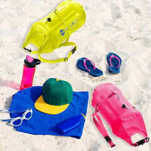 Soulchen 2 Pack Swim Woro for Open Water ، 20L Safety Float Float Brack Dry Vorage Bag Bubble Withitible With With Froofchproof Proof Proof for Triathletes Kayakers in Kuwait