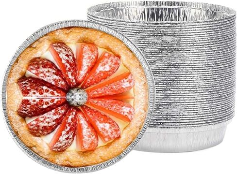 Aluminium Foil Baking Trays 50Pcs Round Aluminum Foil BBQ Food Tray Container Baking Pan Oven Tools BBQ Accessories for Cooking Baking(8inch) in Saudi Arabia