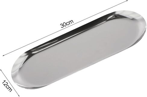 محلول تخزين صينية بيضاوي من الفولاذ المقاوم للصدأ للشاي والفواكه ومستحضرات التجميل (30 سم) in Kuwait