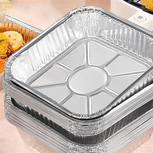 Aluminium Foil Baking Trays 20/30Pcs Aluminum Tin Foil Baking Pans Bakeware Square Aluminum Trays Practical Sliver Foil Pans for Cooking Baking(6x6inch 30pcs) in Kuwait