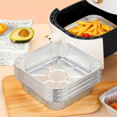 Aluminium Foil Baking Trays 20/30Pcs Aluminum Tin Foil Baking Pans Bakeware Square Aluminum Trays Practical Sliver Foil Pans for Cooking Baking(6x6inch 30pcs) in Kuwait