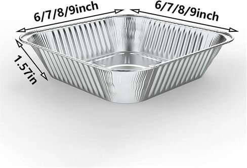 Aluminium Foil Baking Trays 20/30Pcs Aluminum Tin Foil Baking Pans Bakeware Square Aluminum Trays Practical Sliver Foil Pans for Cooking Baking(6x6inch 30pcs) in Kuwait
