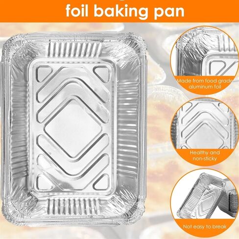 Aluminium Foil Baking Trays 50pcs Aluminum Foil Pans with Lids Thickened Food Container BBQ Tray Boxes Kitchen Baking Tool for Cooking Baking in Kuwait