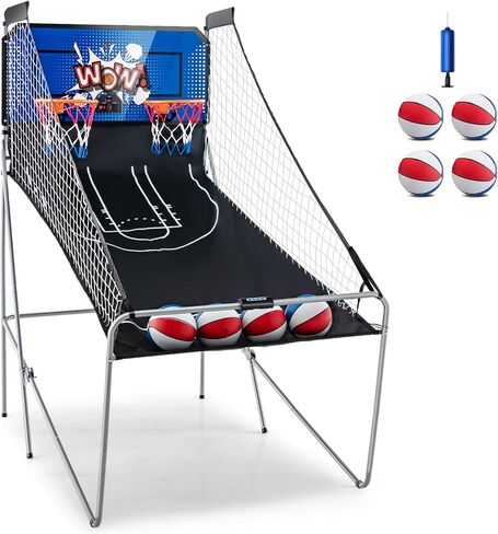 لعبة Kotek Basketball Arcade لعبة داخلية ، ألعاب كرة السلة الإلكترونية القابلة للطي لللاعبين لاعبين مع 8 خيارات اللعبة ونظام تسجيل LED ، كرة السلة Arcade Arcade للعب العائلي (Blue Dark) in Kuwait