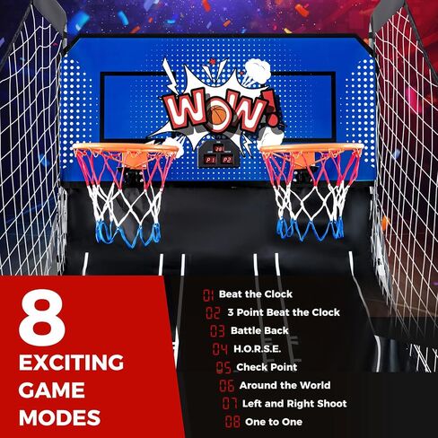 لعبة Kotek Basketball Arcade لعبة داخلية ، ألعاب كرة السلة الإلكترونية القابلة للطي لللاعبين لاعبين مع 8 خيارات اللعبة ونظام تسجيل LED ، كرة السلة Arcade Arcade للعب العائلي (Blue Dark) in Kuwait