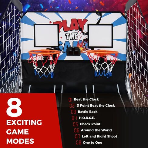 لعبة Kotek Basketball Arcade لعبة داخلية ، ألعاب كرة السلة الإلكترونية القابلة للطي لللاعبين لاعبين مع 8 خيارات اللعبة ونظام تسجيل LED ، كرة السلة Arcade Arcade للعب العائلي (Blue Dark) in Kuwait