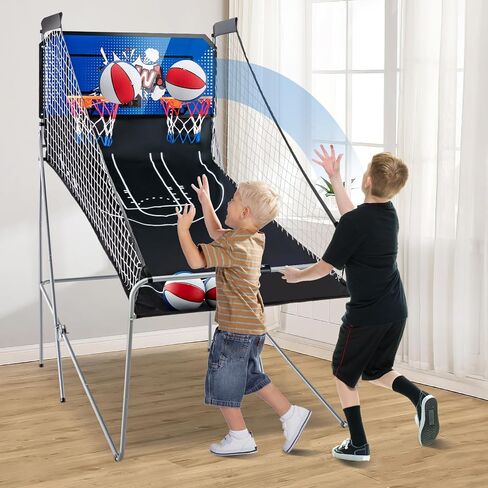 لعبة Kotek Basketball Arcade لعبة داخلية ، ألعاب كرة السلة الإلكترونية القابلة للطي لللاعبين لاعبين مع 8 خيارات اللعبة ونظام تسجيل LED ، كرة السلة Arcade Arcade للعب العائلي (Blue Dark) in Kuwait