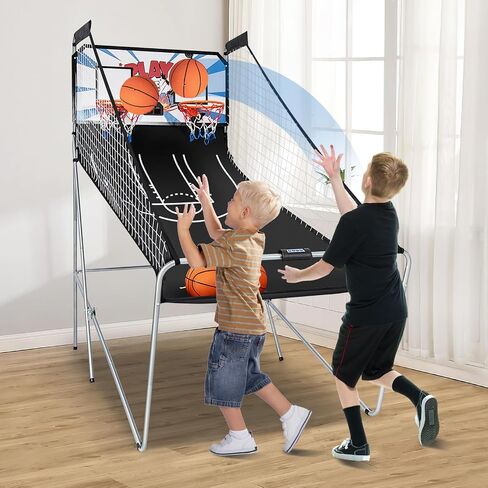 لعبة Kotek Basketball Arcade لعبة داخلية ، ألعاب كرة السلة الإلكترونية القابلة للطي لللاعبين لاعبين مع 8 خيارات اللعبة ونظام تسجيل LED ، كرة السلة Arcade Arcade للعب العائلي (Blue Dark) in Kuwait