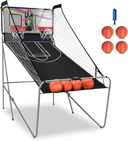 لعبة Kotek Basketball Arcade لعبة داخلية ، ألعاب كرة السلة الإلكترونية القابلة للطي لللاعبين لاعبين مع 8 خيارات اللعبة ونظام تسجيل LED ، كرة السلة Arcade Arcade للعب العائلي (Blue Dark) in Kuwait