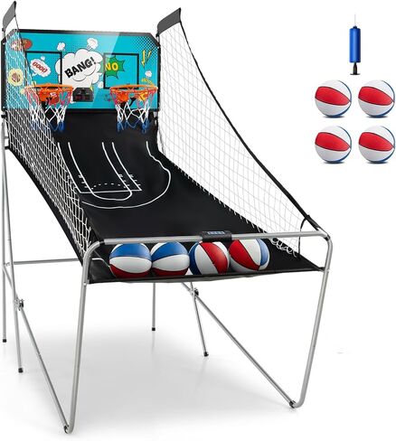 لعبة Kotek Basketball Arcade لعبة داخلية ، ألعاب كرة السلة الإلكترونية القابلة للطي لللاعبين لاعبين مع 8 خيارات اللعبة ونظام تسجيل LED ، كرة السلة Arcade Arcade للعب العائلي (Blue Dark) in Saudi Arabia