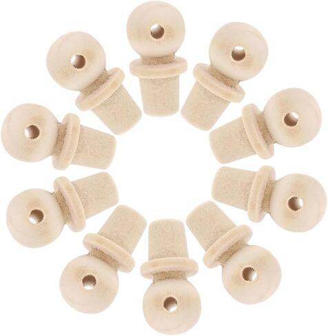Lifkome 10pcs سدادات زجاجة خشبية من الخشب غير المكتمل لزجاجات النبيذ قبعات القرع متعددة الاستخدامات سهلة التنظيف وقابلة للفصل للحرف والختم in Saudi Arabia