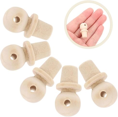 Lifkome 10pcs سدادات زجاجة خشبية من الخشب غير المكتمل لزجاجات النبيذ قبعات القرع متعددة الاستخدامات سهلة التنظيف وقابلة للفصل للحرف والختم in Saudi Arabia