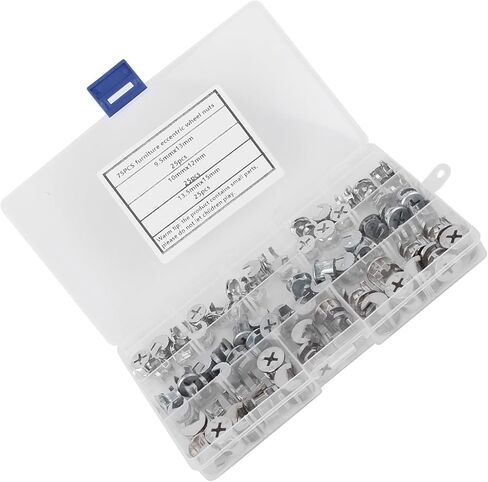 Cam Nut for Furniture, 3-in-1 Connector with Wheels, 75 Piece Set, for Cabinet Mounting, Office Furniture, Storage Box, 9.5 X 13mm / 10 X 12mm / 13.5 X 15mm in Saudi Arabia