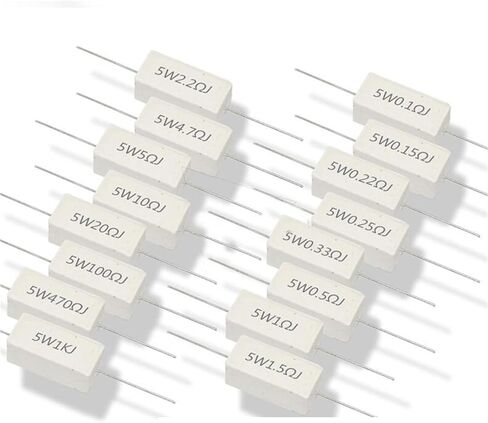 10pcs 5w 5 ٪ مقاومة مقاومة الأسمنت المقاومة 0.1 ~ 10k 0.1r 0.5r 1r 10r 100r 0.22 0.33 0.5 1 2 5 8 10 15 20 100 100 k 10k 10k (5.6r) in Kuwait