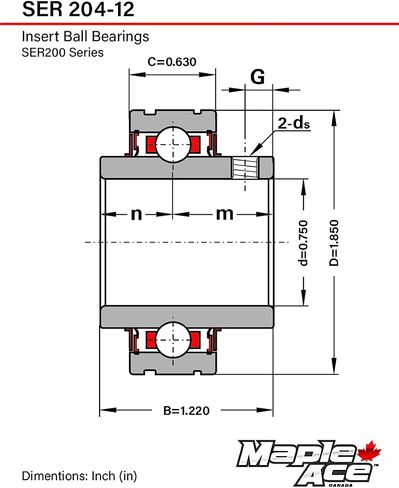 Maple Ace Ser204-12 ، ER12 Insert Bearing 3/4 "التجويف ، OD الأسطوان in Kuwait