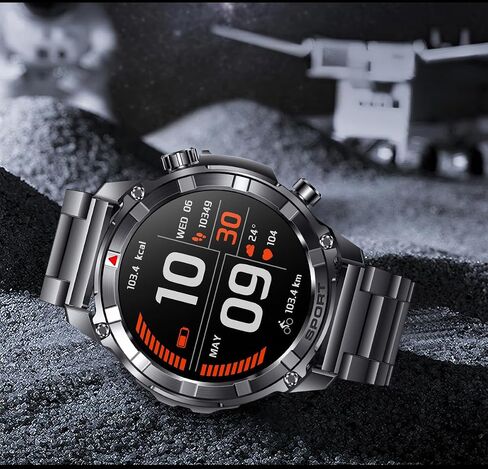 الساعات الذكية للرجال الذين يعانون من Bluetooth & Flashlight ، 1.52 "IP68 Waterpro Men's Smart Watch ، 500mMAH 100+ Modes Sport مع معدل ضربات القلب/مراقبة نوم متتبعات التوافق Android iOS (2 شريطان) in Saudi Arabia