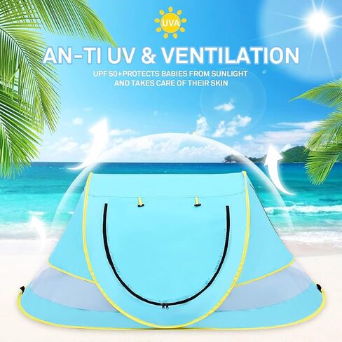 Mengersi Baby Beach Tent,Large Pop Up Beach Shade Sun Shelter for Girls Boys,Pop Up Mosquito Net Travel Tent Or Indoor Play Tent for Kids,UPF 50+ UV in Saudi Arabia