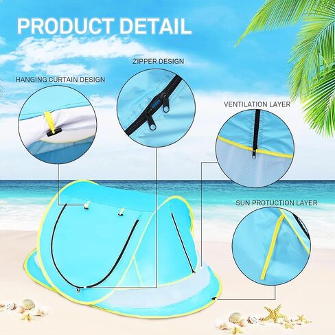 Mengersi Baby Beach Tent,Large Pop Up Beach Shade Sun Shelter for Girls Boys,Pop Up Mosquito Net Travel Tent Or Indoor Play Tent for Kids,UPF 50+ UV in Saudi Arabia