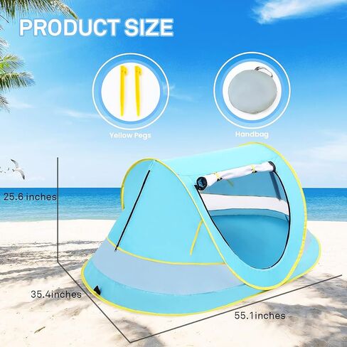 Mengersi Baby Beach Tent,Large Pop Up Beach Shade Sun Shelter for Girls Boys,Pop Up Mosquito Net Travel Tent Or Indoor Play Tent for Kids,UPF 50+ UV in Saudi Arabia
