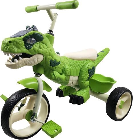 Dinosaur Kids Tricycle for Age 2+, Toddler Tricycle Bike Big Wheel with Storage Basket, Music and Light, Outdoor Preschool Daycare Kids Bike, Gift and Toy for Boys and Girls in Saudi Arabia