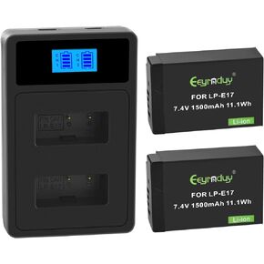2-Pack LP-E17 Batteries and Dual Charger Set for Canon EOS R50 RP R10 R8,Rebel T8i, T7i, T6i, T6s, SL2, SL3, EOS M3, M5, M6, 200D, 77D, 750D, 760D, 800D, 8000D, Digital Camera