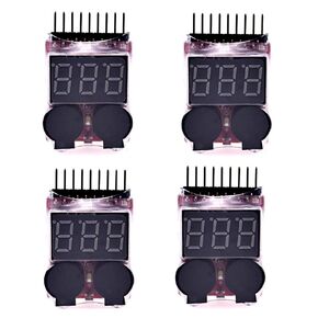 Readytosky Lipo Battery Checker RC Battery Low Voltage Buzzer Alarm Voltage Tester Monitor for 1-8S Lipo Life LiMn Li-ion Battery(4PCS)