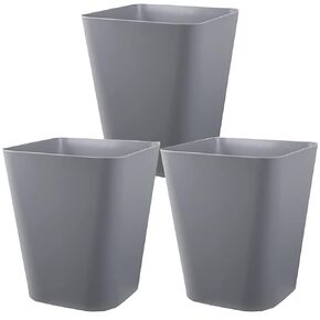 Small Bathroom Trash Can Plastic Garbage Can Square Waste Basket Trash Bins Container Bins for Bathroom, Office, Dorm Room, Home Office, Under Desk, Kitchen, Bedroom, 3 Pack, Black