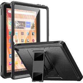 MoKo Case Fits All-New Amazon Kindle Fire HD 10 Tablet(13th Gen, 2023 Release) 10.1"-[Heavy Duty] Full Body Rugged Cover Stand Case for Fire Tablet 10 2023 with Built-in Screen Protector, Taro Purple