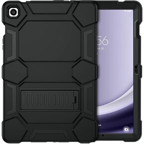 CCMAO Case for Samsung Galaxy Tab A9+/A9 Plus 11"(SM-X210/X216/X218), Heavy Duty Shockproof Hard Hybrid Three Layer Protective Cover with Kickstand for Galaxy Tablet A9+ 2023 Model for Kids, Black
