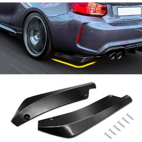 2PCS Car Rear Bumper Guard Diffuser Splitter, Rear Bumper Lip Body Kit With Bolts, Universal Anti Scratch Wrap Angle Protector for Side Fender Skirt Lip (Brilliant black)