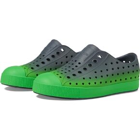 Native Shoes Kids Jefferson Sugarlite Ombre (Big Kid) - Perforated EVA Upper - Round Toe - Slip-on Style Gravity Grey/Grasshopper Green/Gravity Grasshopper Ombre 11 Little Kid M