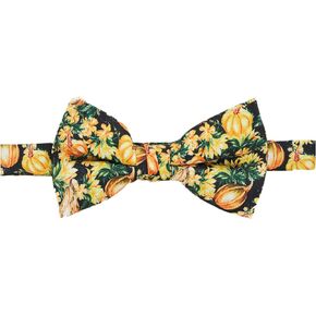 Jacob Alexander Men's Squash Pumpkin Fall Vegetable Plants Happy Thanksgiving Pre-Tied Banded Bow Tie - Yellow Black