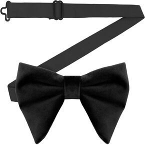 Men's Oversized Velvet Bow Tie, Pre-Tied Adjustable Bowties, Silk Black Big Bow ties for Men Women for Party
